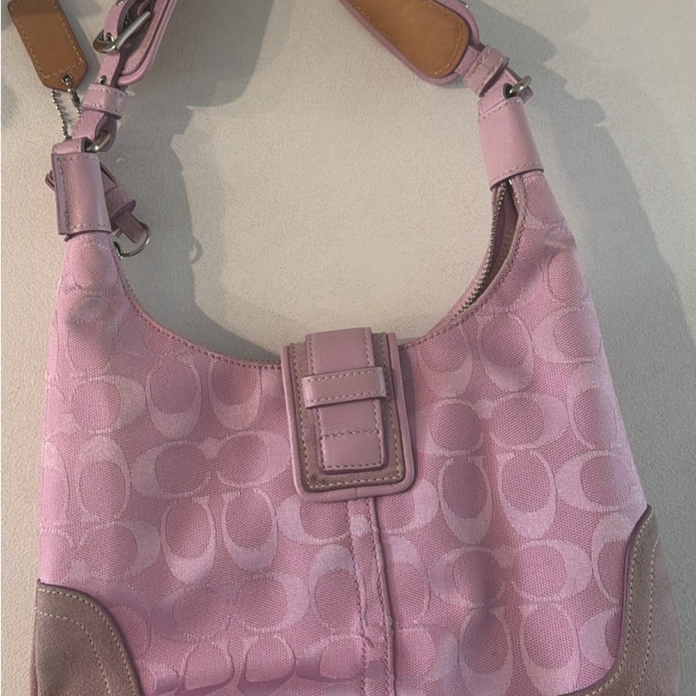 Coach Light Pink Signature Jacquard Hobo Bag - Picture 4 of 13